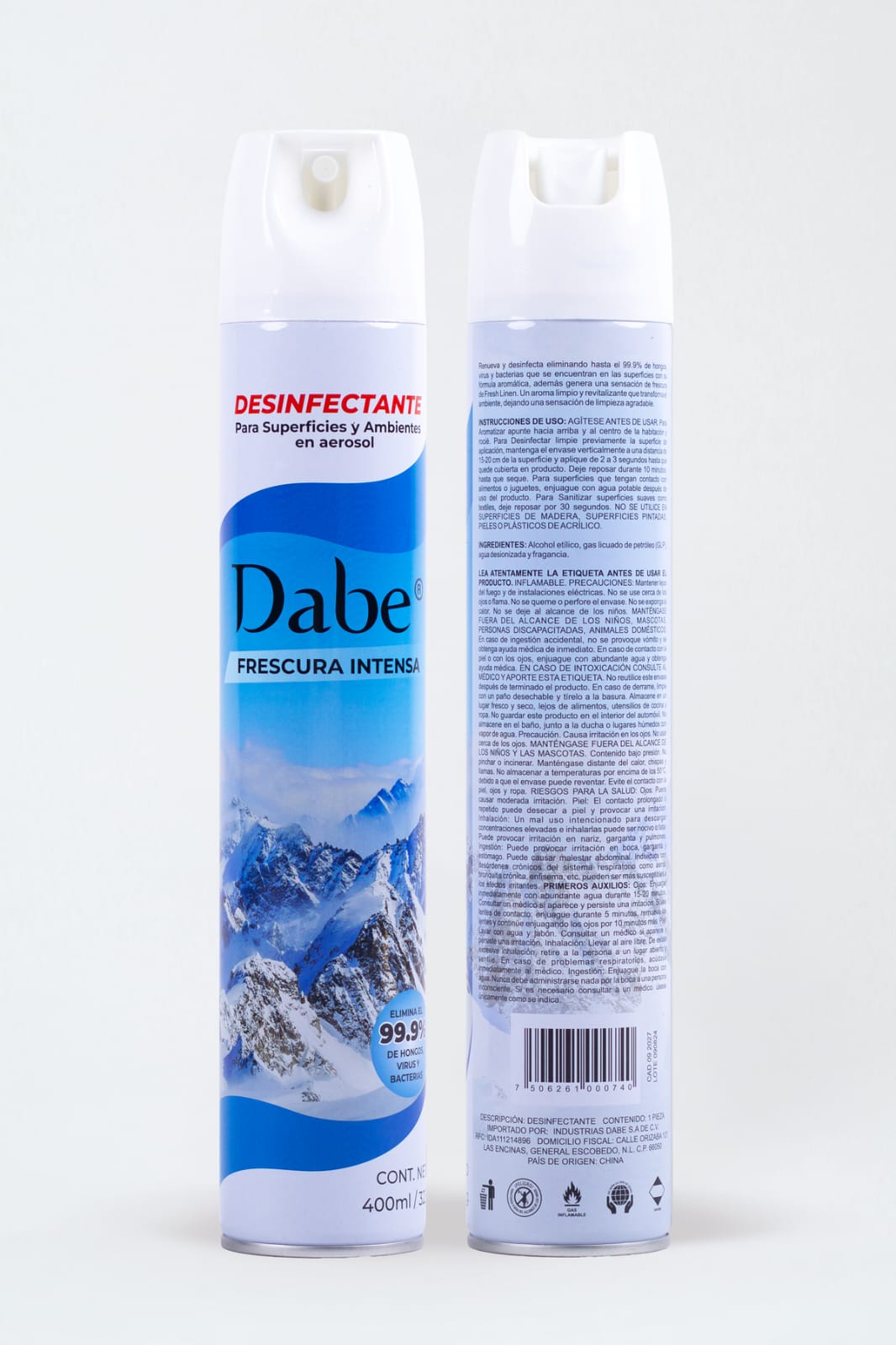 DESINFECTANTE EN AEROSOL 400ML/323G FRESCURA INTENSA DABE