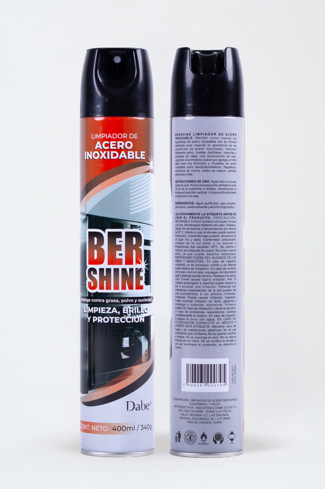 LIMPIADOR DE ACERO INOXIDABLE 400ML/340G BERSHINE DABE